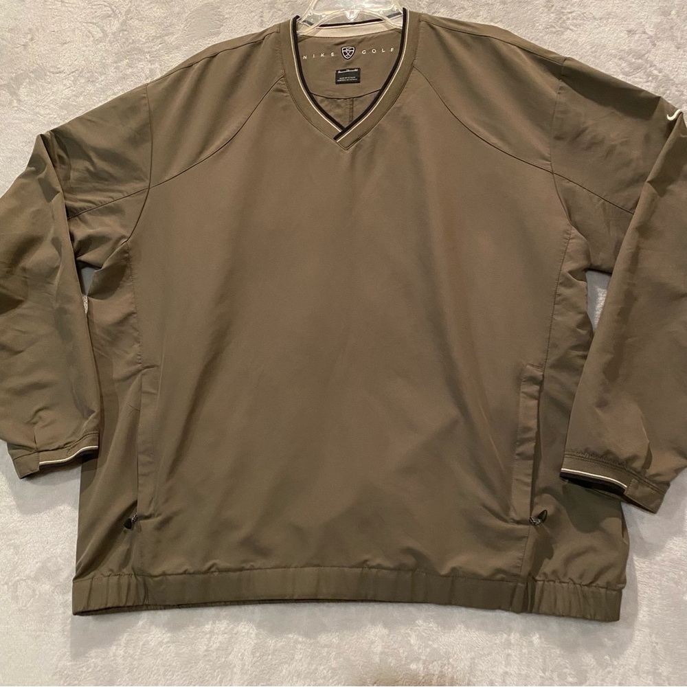 Nike Golf Jacket Men’s XL Green Gray Pullover VNeck Windbreaker